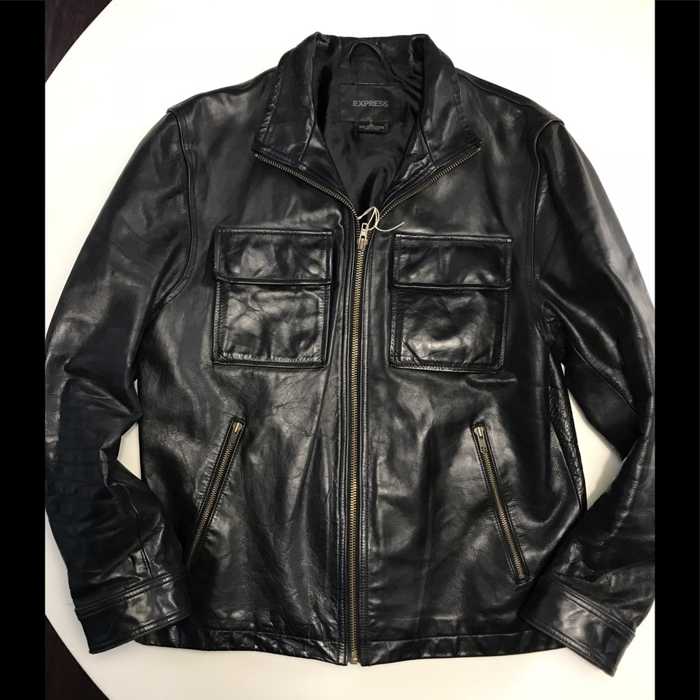 Leather motorcycle jacket